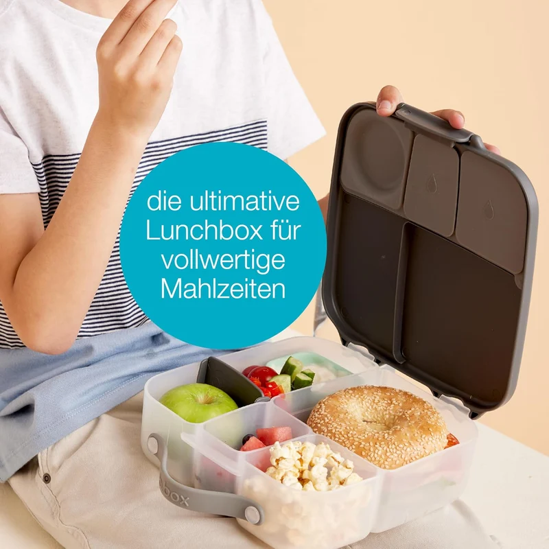 b.box Lunchbox mit blauem Schiefer für Kinder, Silikon-Lebensmittelbehälter mit verstellbaren Trennw