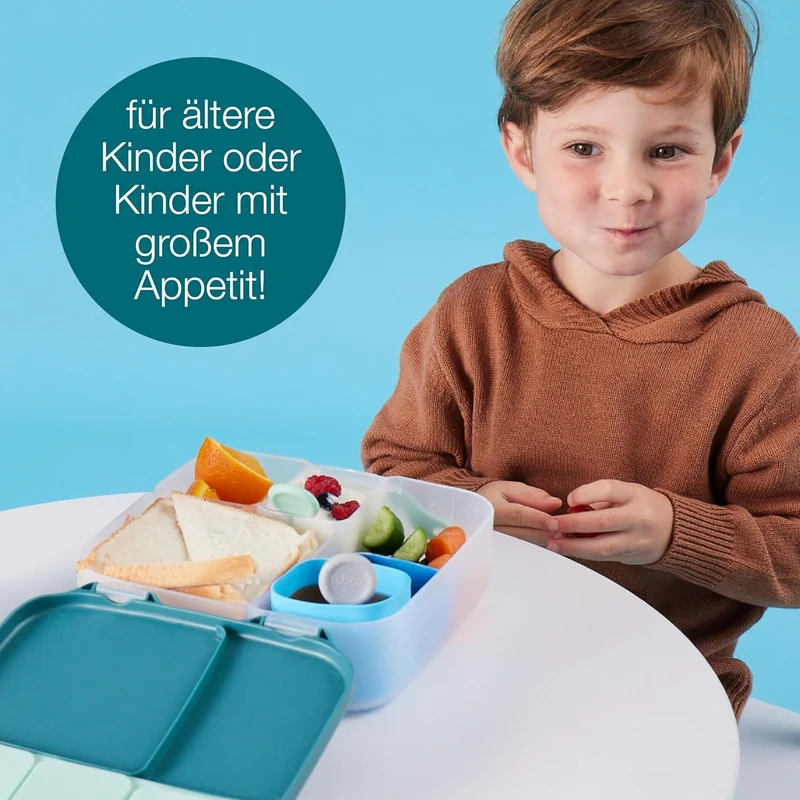 b.box Lunchbox mit blauem Schiefer für Kinder, Silikon-Lebensmittelbehälter mit verstellbaren Trennw
