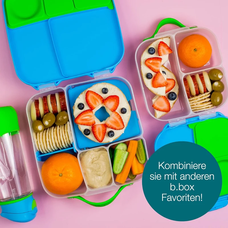 b.box Lunchbox mit blauem Schiefer für Kinder, Silikon-Lebensmittelbehälter mit verstellbaren Trennw