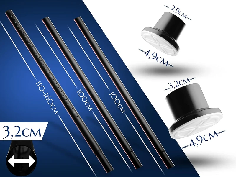 MEISENBERG Gardinenstange ohne Bohren 310-360cm, Ø32mm Matt Schwarz Multifunktionale Vorhangstange K