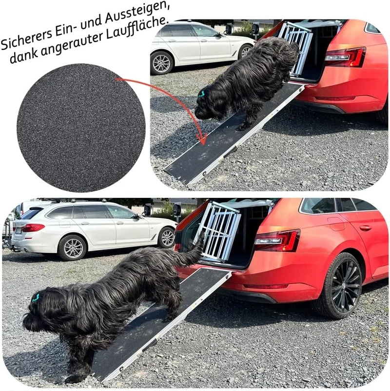 Hunderampe Hundetreppe Auto Kofferraum Treppen Rampe Einstiegshilfe für Hunde Klappbar Aluminium Aus