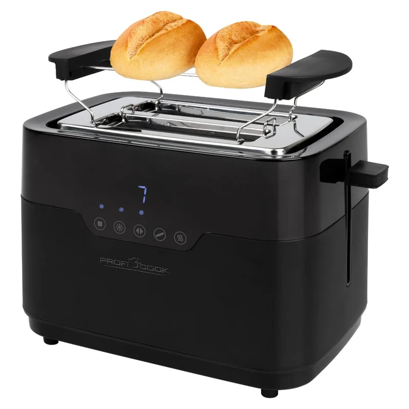 ProfiCook Toaster 2 Scheiben mit Brötchen Aufsatz und extra breitem Toast-Schlitz, Auftaufunktion, 7