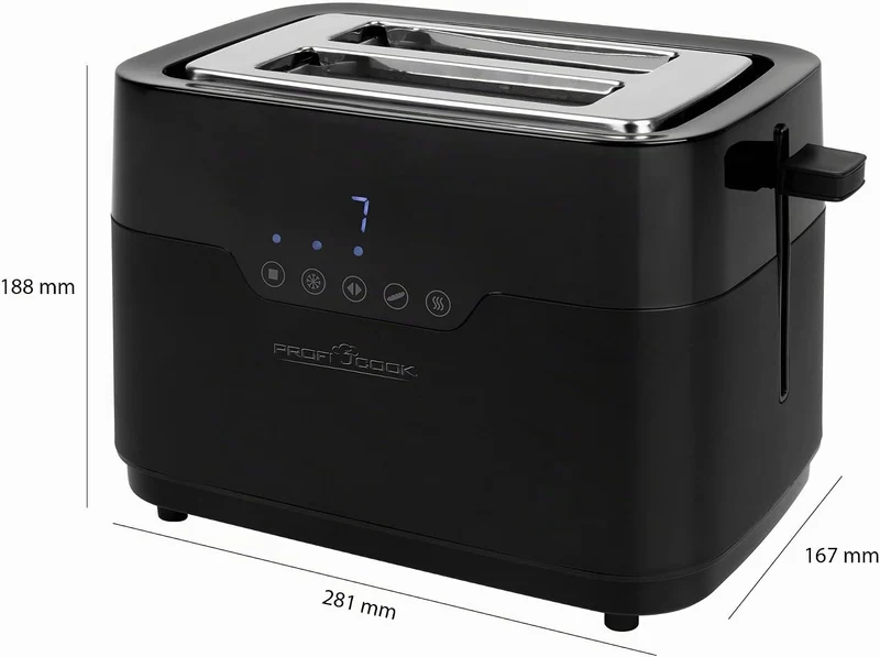 ProfiCook Toaster 2 Scheiben mit Brötchen Aufsatz und extra breitem Toast-Schlitz, Auftaufunktion, 7