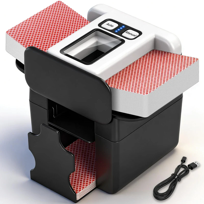 Automatischer Kartenmischmaschine,Geeignet für 1–4 Kartenspiele