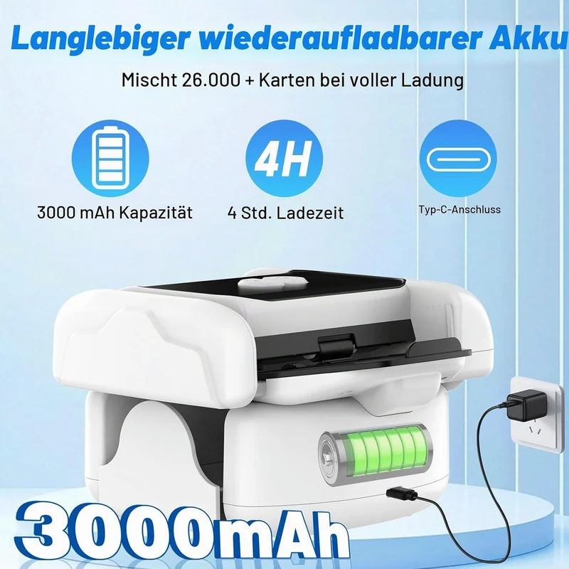 Automatischer Kartenmischer, Kartenmischmaschine Elektrisch mit 3000mAh wiederaufladbarer eingebaute