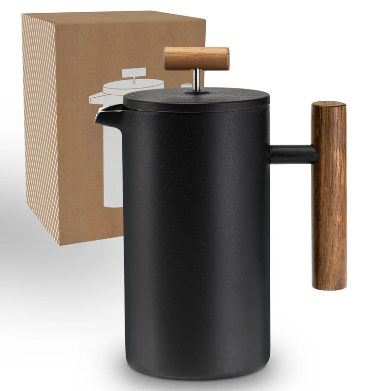 Lambda Coffee® Thermo French Press Edelstahl I 1 Liter - 5 Tassen I 3 Grössen erhältlich I Doppelwan