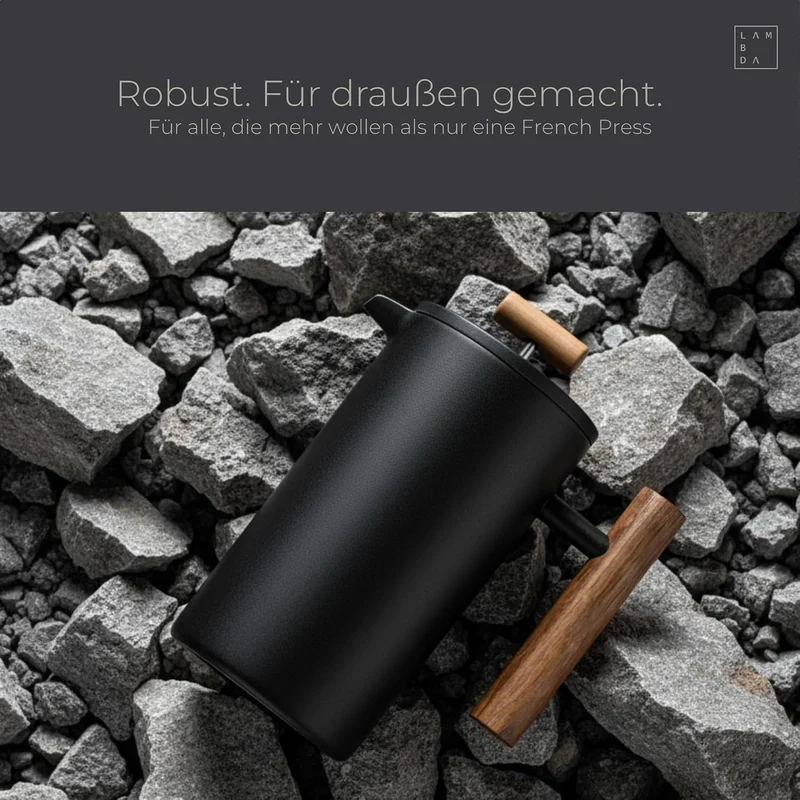 Lambda Coffee® Thermo French Press Edelstahl I 1 Liter - 5 Tassen I 3 Grössen erhältlich I Doppelwan