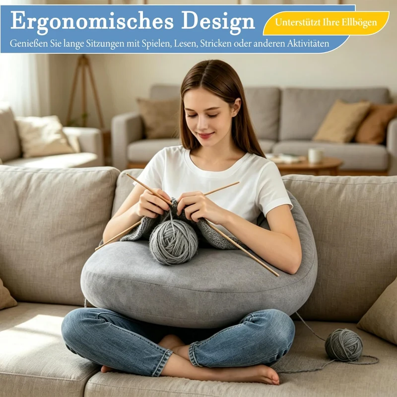 Strickkissen zur Unterstützung, Häkelkissen Stützkissen, Ergonomisches Gaming Kissen, Reading Pillow