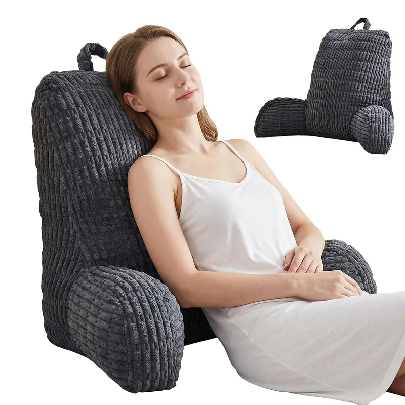 Lesekissen, Rückenkissen für Bett und Sofa Grau, Grau