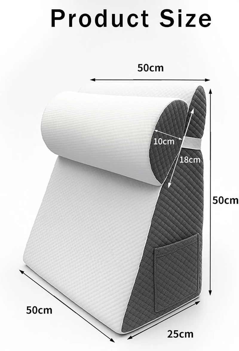 Ergonomisches Keilkissen Bett aus Memoryschaum, dreieckiges Rückenkissen mit Lordosenstütze, waschba