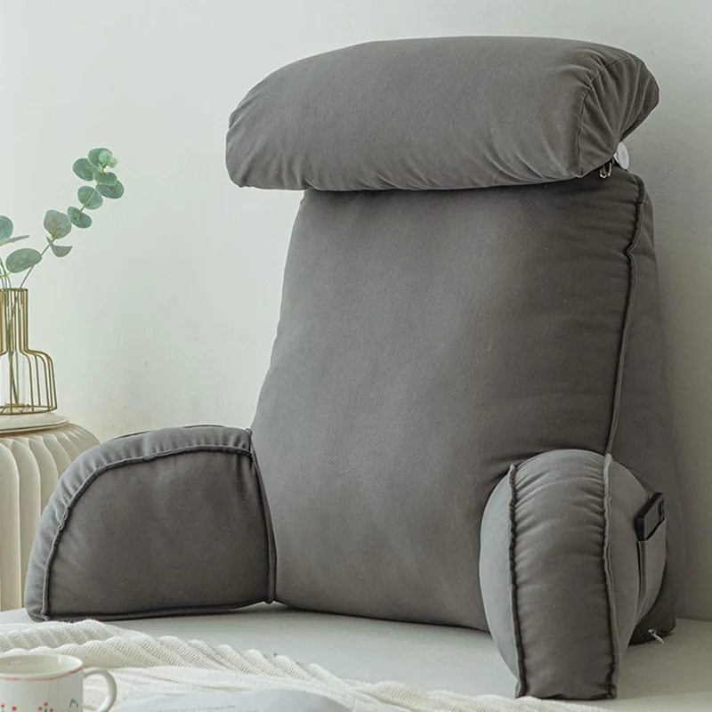 Lesekissen mit Armlehnen,Rückenkissen für Sofa,Bücherkissen Für Bett,mit Abnehmbarer Nackenrolle,Sit