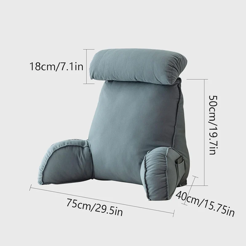 Lesekissen mit Armlehnen,Rückenkissen für Sofa,Bücherkissen Für Bett,mit Abnehmbarer Nackenrolle,Sit