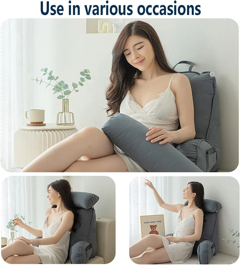 Lesekissen mit Armlehnen,Rückenkissen für Sofa,Bücherkissen Für Bett,mit Abnehmbarer Nackenrolle,Sit