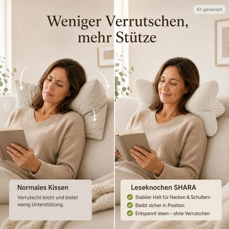 ReWu Shara Leseknochen Beige 42 x 22 cm [Cordoptik] Nackenkissen, Beige