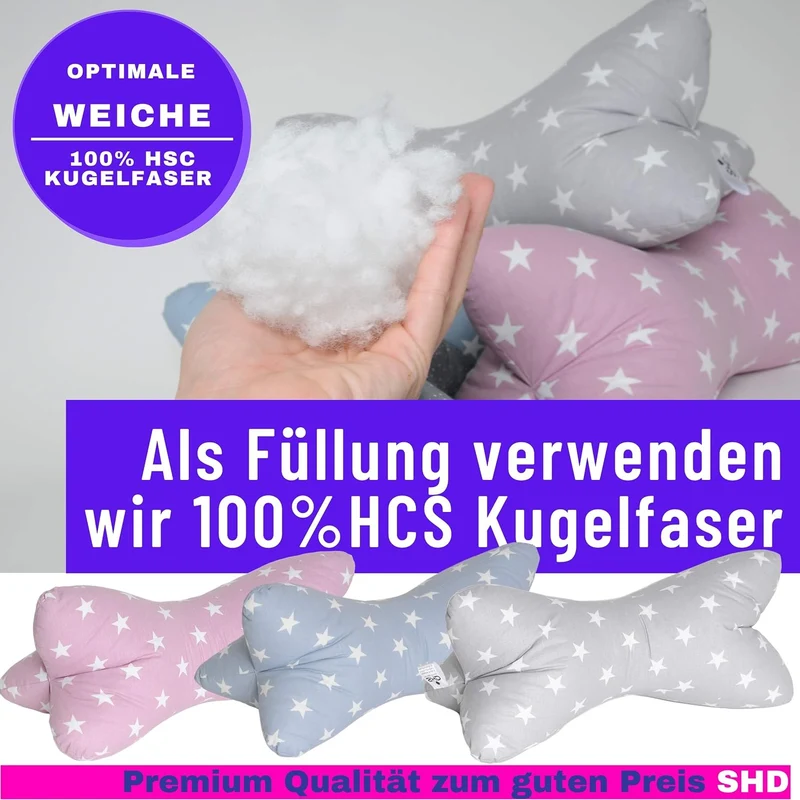 Leseknochen Nackenrolle Kissen Buchkissen Fernsehkissen 40 cm - 100% Baumwolle Dekokissen als Buchst