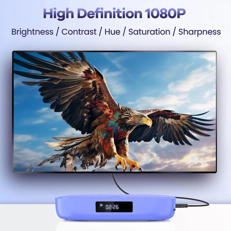 Desobry MINI DVD Player, DVD Player für Fernseher TV 1080P Region Free mit HDMI/RCA-Kabel und Fernst