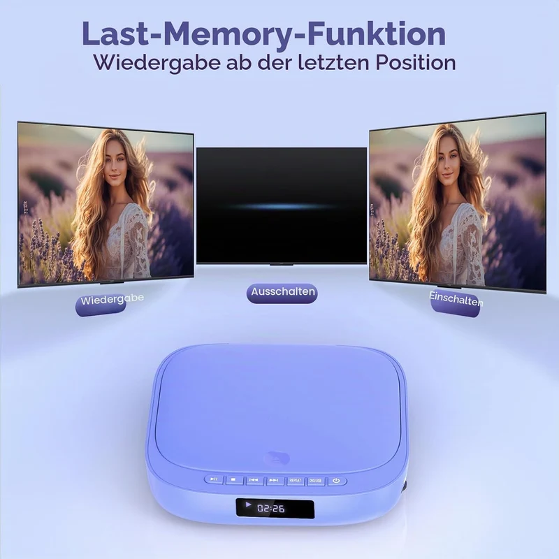 Desobry MINI DVD Player, DVD Player für Fernseher TV 1080P Region Free mit HDMI/RCA-Kabel und Fernst