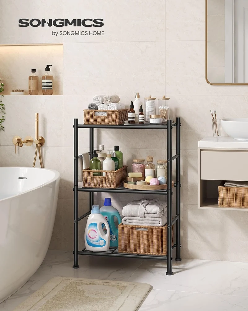 SONGMICS Standregal aus Stahl, 3 Ebenen, 40 x 30 x 77,5 cm 3 Ebenen (30 x 40 cm), 3 Ebenen (30 x 40