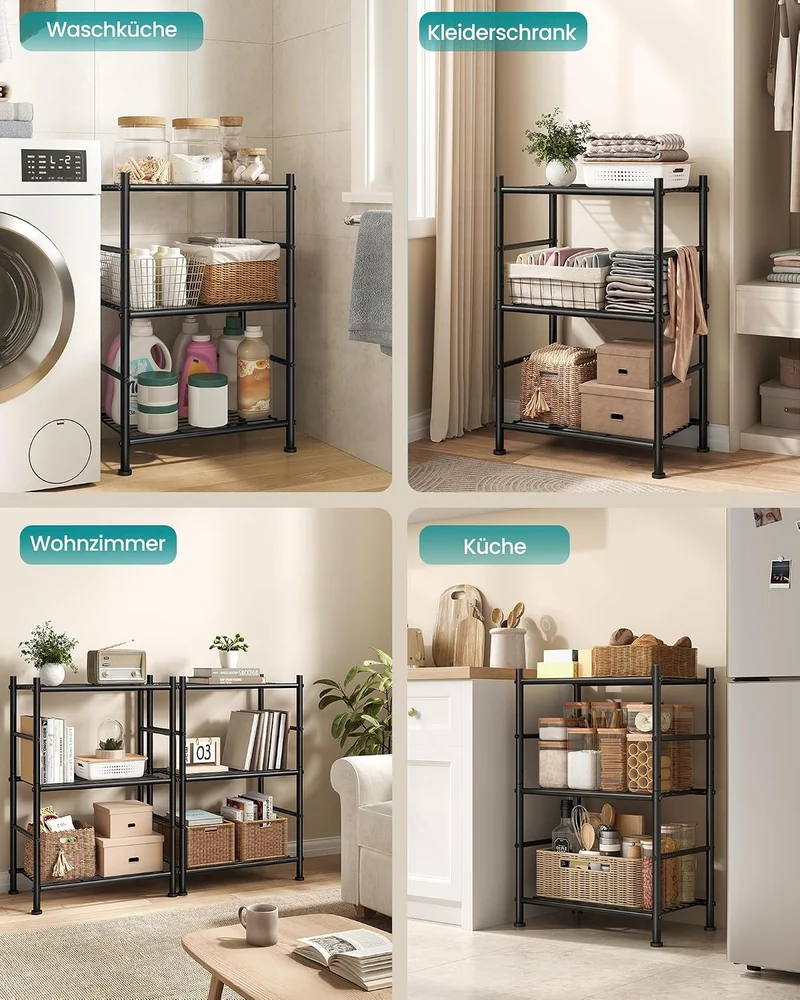 SONGMICS Standregal aus Stahl, 3 Ebenen, 40 x 30 x 77,5 cm 3 Ebenen (30 x 40 cm), 3 Ebenen (30 x 40