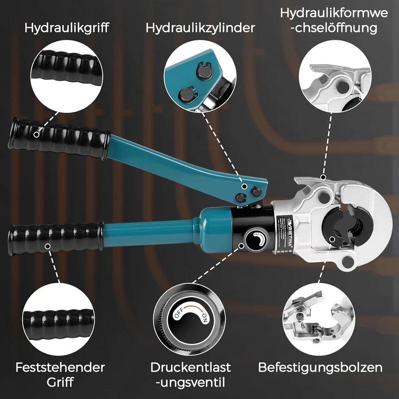 Profi Presszange Kupferrohr TH-Kontur mit Rohrabschneider, TH-Kontur