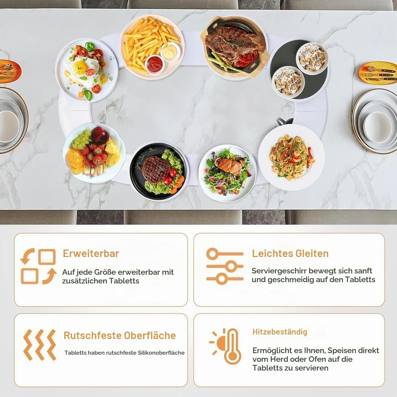 Drehbares Tablett für Esstisch, 360° Drehbare Servierplatte für 8 Tabletts Lazy Susan Drehteller für