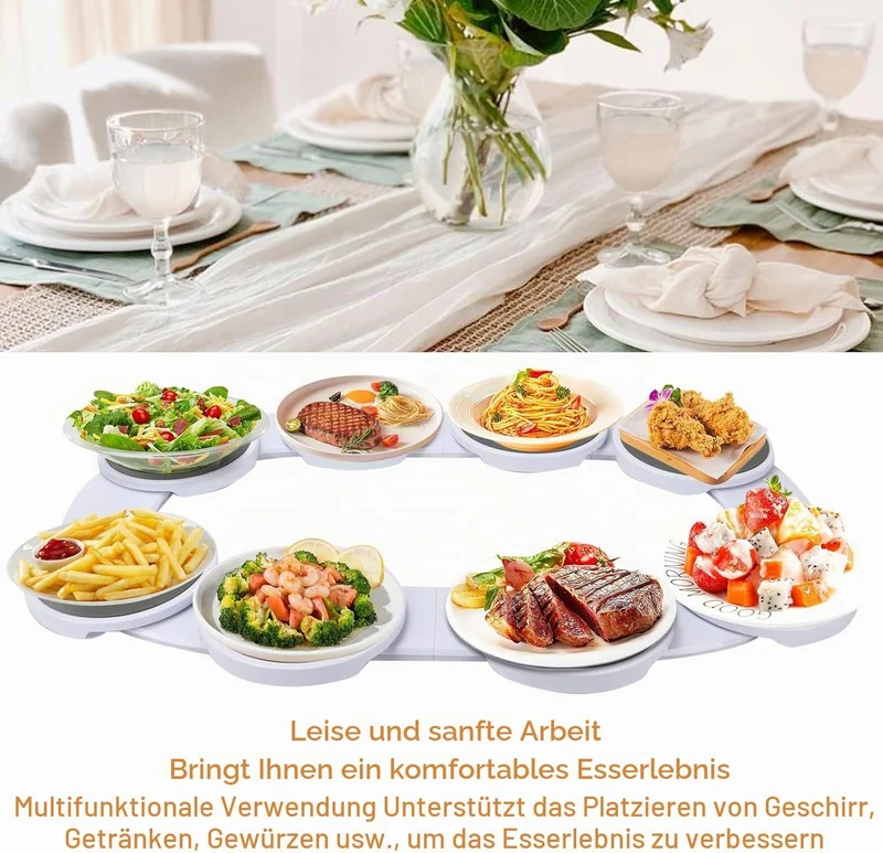Drehbares Tablett für Esstisch, 360° Drehbare Servierplatte für 8 Tabletts Lazy Susan Drehteller für