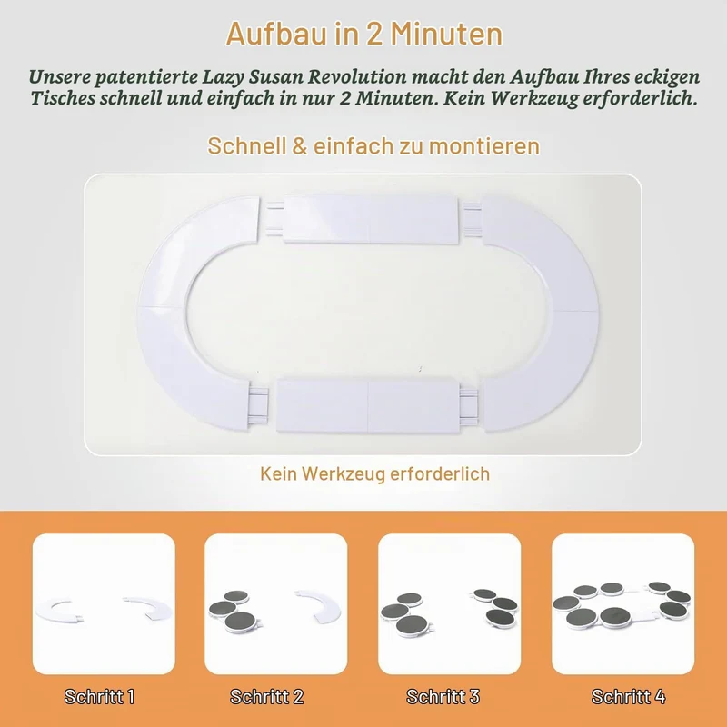 Drehbares Tablett für Esstisch, 360° Drehbare Servierplatte für 8 Tabletts Lazy Susan Drehteller für