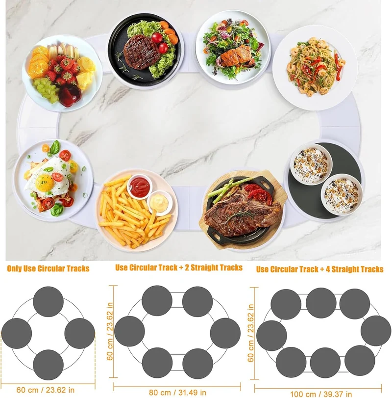 Drehbares Tablett für Esstisch, 360° Drehbare Servierplatte für 8 Tabletts Lazy Susan Drehteller für