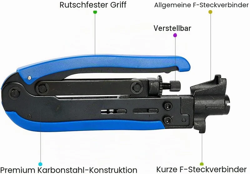 Koaxialkabel Crimpzange Set für RG6/RG59 mit 20 F-Steckern Crimpzange Set RG6/RG59, Crimpzange Set R