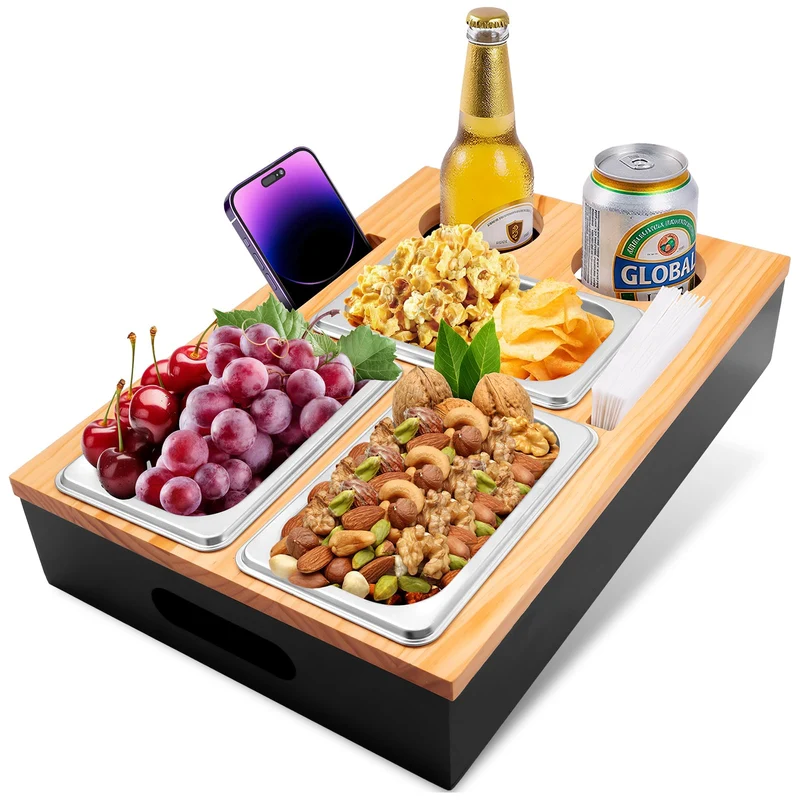Couchbar Snackbox Holz Sofatablett Geburtstagsgeschenk für Männer & Frauen