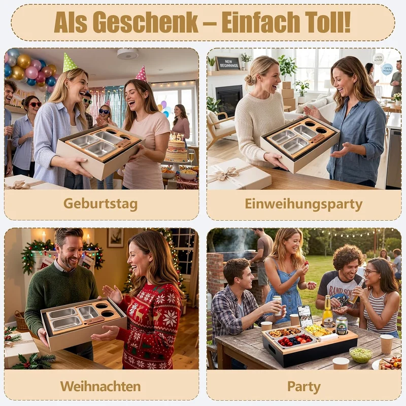Couchbar Snackbox Holz Sofatablett Geburtstagsgeschenk für Männer & Frauen