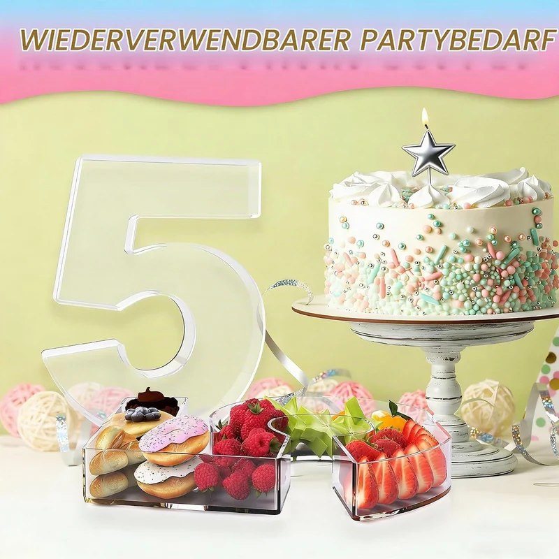 Acryl Zahlen Charcuterie-Tablett befüllbare Zahlen-Charcuterie-Box für Lebensmittel Nummer Kuchen Bo