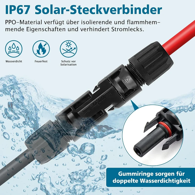 Solar Crimpzange Set für 2.5/4/6mm² Solarpanel PV Kabel,1 Abisolierzange, 10 Paar Kabelstecker, 10 P