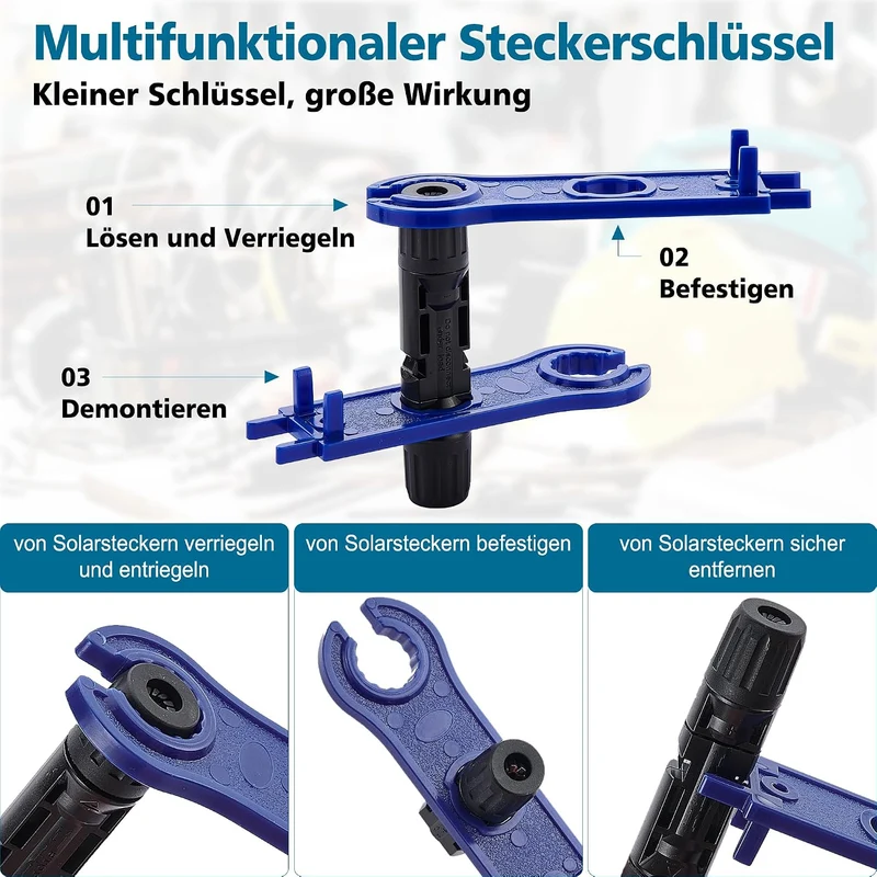 Solar Crimpzange Set für 2.5/4/6mm² Solarpanel PV Kabel,1 Abisolierzange, 10 Paar Kabelstecker, 10 P