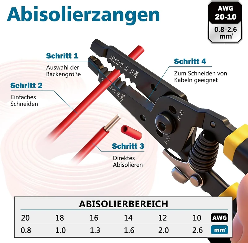Solar Crimpzange Set für 2.5/4/6mm² Solarpanel PV Kabel,1 Abisolierzange, 10 Paar Kabelstecker, 10 P