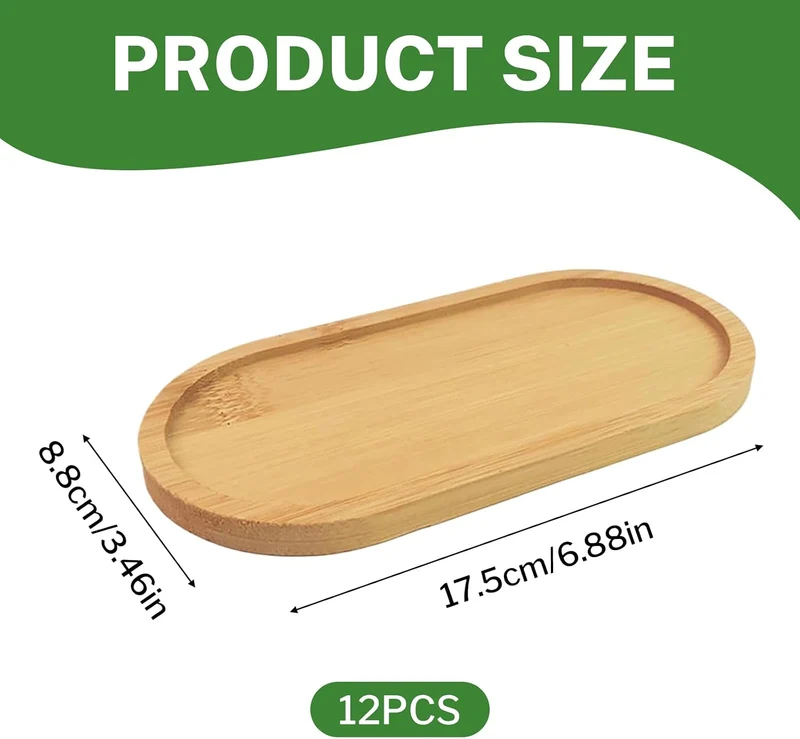 12PCS Holztablett Oval, Untersetzer Holz 175x88mm Holzuntersetzer Bambus Tablett Klein Bambus Unters