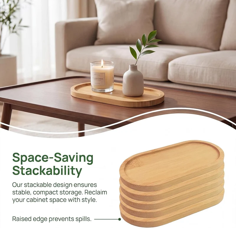 12PCS Holztablett Oval, Untersetzer Holz 175x88mm Holzuntersetzer Bambus Tablett Klein Bambus Unters