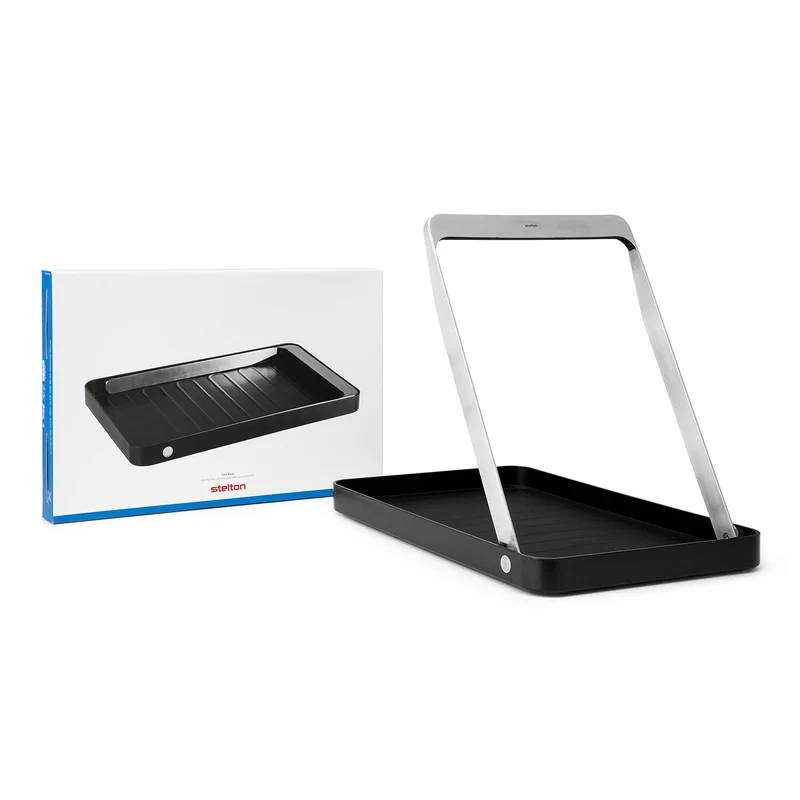 Stelton Serviertablett Take Away - Minimalistisches Tablett mit klappbarem Griff, Rutschfester Gummi