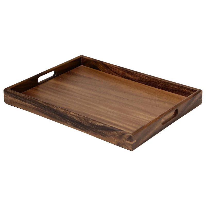 40*30cm Serviertablett Tragetablett Holz aus Walnussholz mit Griffen
