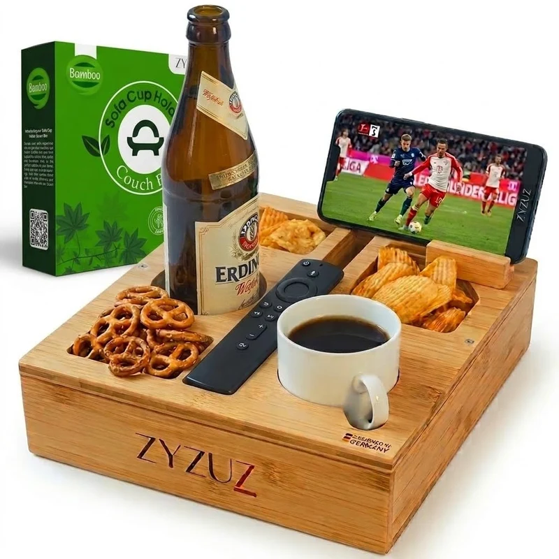Couchbar Snackbox Sofatablett inkl. Geschenkbox – Kompaktes Couch Bar Snackbar Butler aus hochwertig