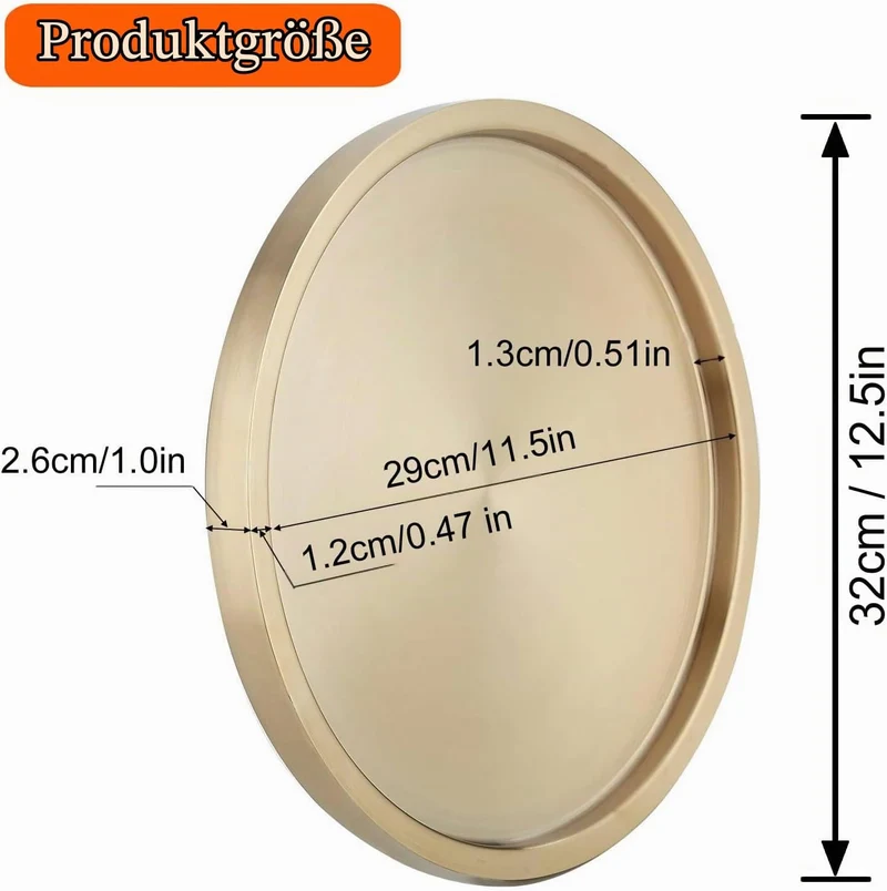 32cm grosse Serviertablettt,18/8 Doppelwandige aus Edelstahl,robuste grosse Servierplatten,Splitter-