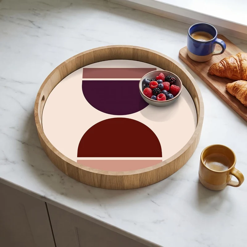 Tablett Serviertablett rutschfest Griff Küchentablett Sanduhr - Symmetrisch 40 cm, Sanduhr - Symmetr
