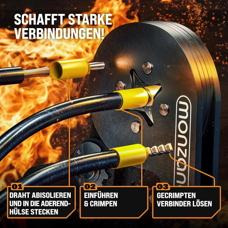 MONZANA® Crimpzange 0,25-10mm² 2000 Aderendhülsen Set elektrische Steckverbinder Aufbewahrungstasche