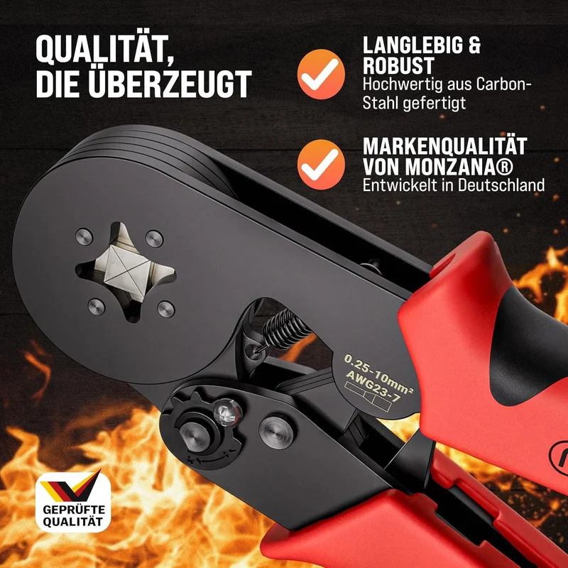 MONZANA® Crimpzange 0,25-10mm² 2000 Aderendhülsen Set elektrische Steckverbinder Aufbewahrungstasche