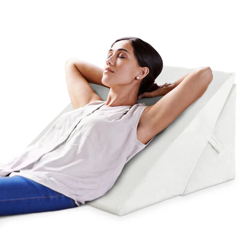 GOPLUS Keilkissen für Bett Lesekissen Bücherkissen zum Relaxen, Memory Foam Bezug Waschbar, Beinkiss