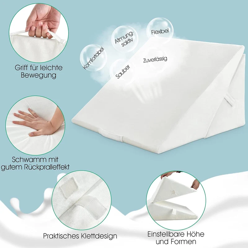 GOPLUS Keilkissen für Bett Lesekissen Bücherkissen zum Relaxen, Memory Foam Bezug Waschbar, Beinkiss