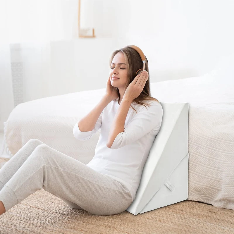 GOPLUS Keilkissen für Bett Lesekissen Bücherkissen zum Relaxen, Memory Foam Bezug Waschbar, Beinkiss