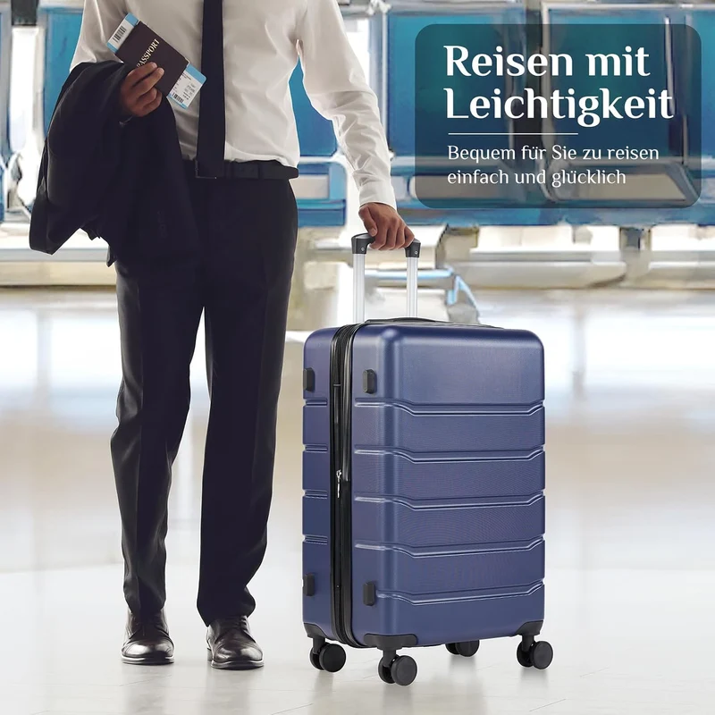 Sweetcrispy Kofferset 3 Teilig Hartschale-Reisekoffer Set ABS+PC Erweiterbar, TSA Schloss, Leise 360