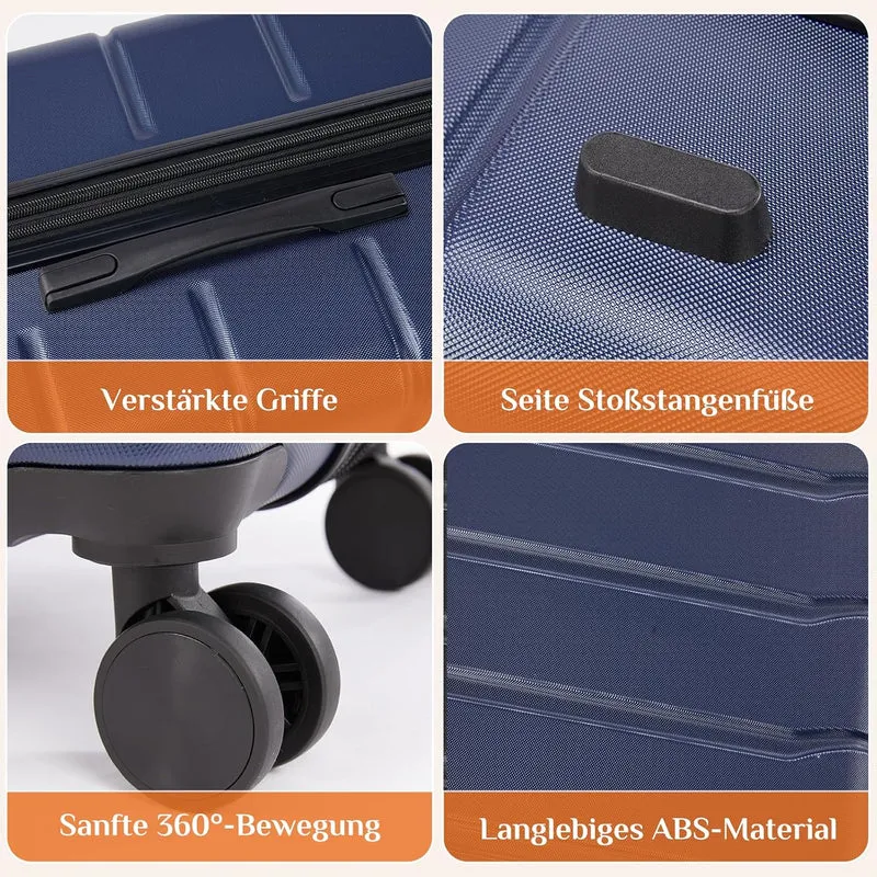 Sweetcrispy Kofferset 3 Teilig Hartschale-Reisekoffer Set ABS+PC Erweiterbar, TSA Schloss, Leise 360