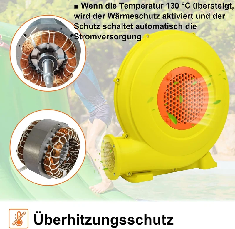 FIVMEN 450W Elektrische Gebläse Luftpumpe für Hüpfburg Luftgebläse Ventilator Turbolüfter mit Griff
